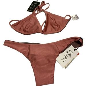 VDM Metallic Rose Swimsuit Set Size M NWT